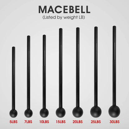 Steel Mace Bell for Strength Training, Support Full Body, Muscles, Shoulder, Grips & Forearms Workouts, Stretching 5, 7, 10, 15, 20, 25, 30 LB for Woman & Man