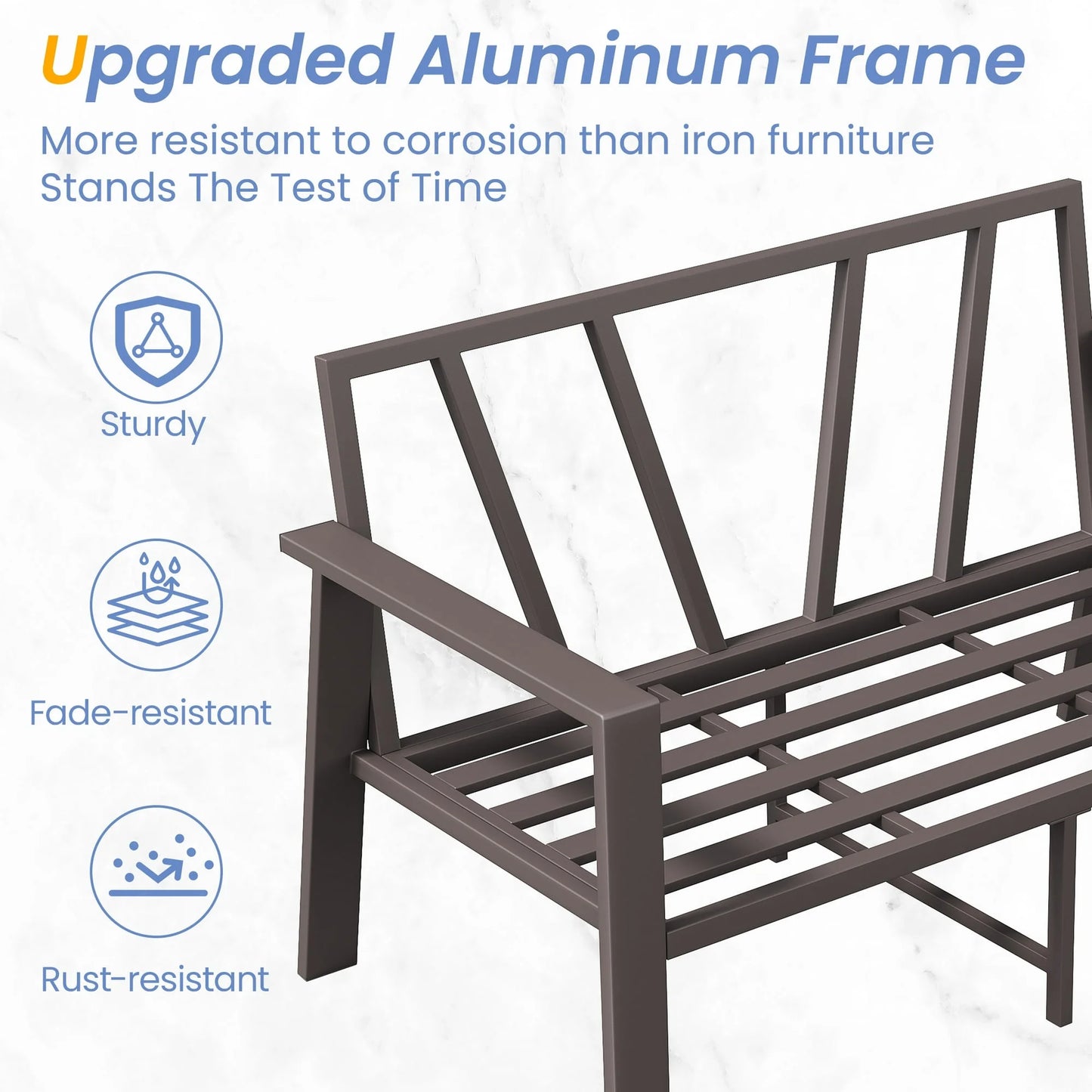 Aluminum Patio Furniture Set, Contemporary Outdoor Couch Set, Aluminum Patio Conversation Set, Blue